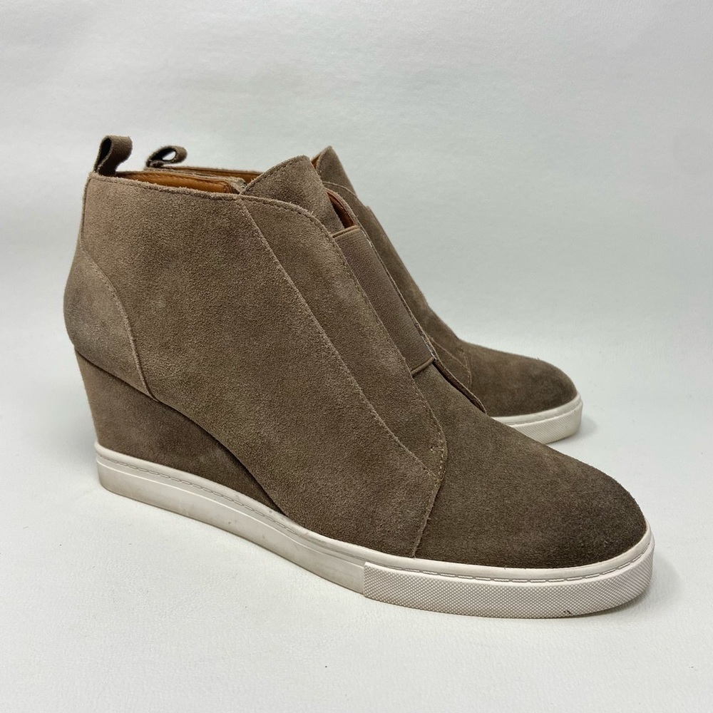 Linea Paolo Wedge Sneaker Brown Suede Anna Platform Shoes Booties